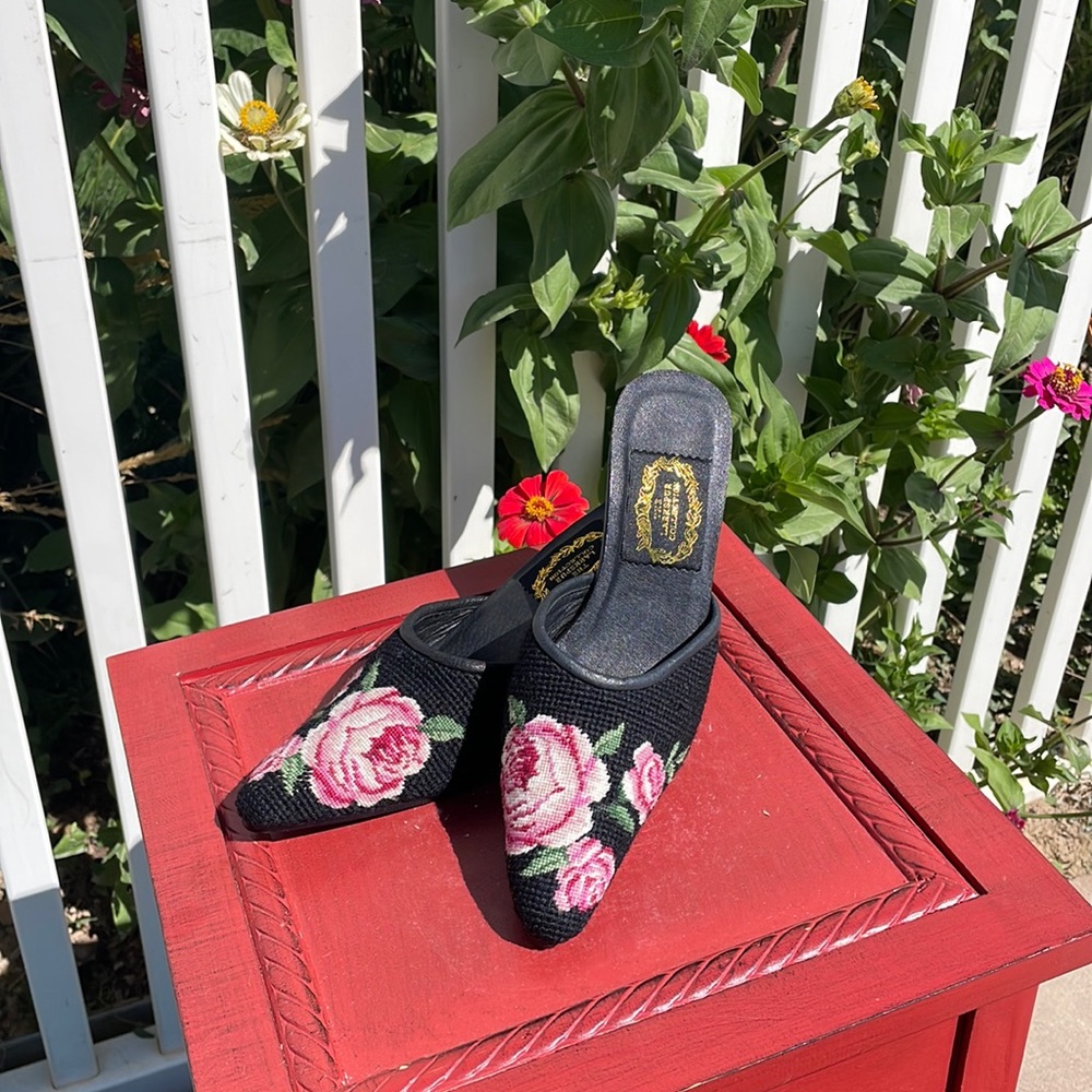 The Larkspur Collection Needlepoint Mules Shoes
